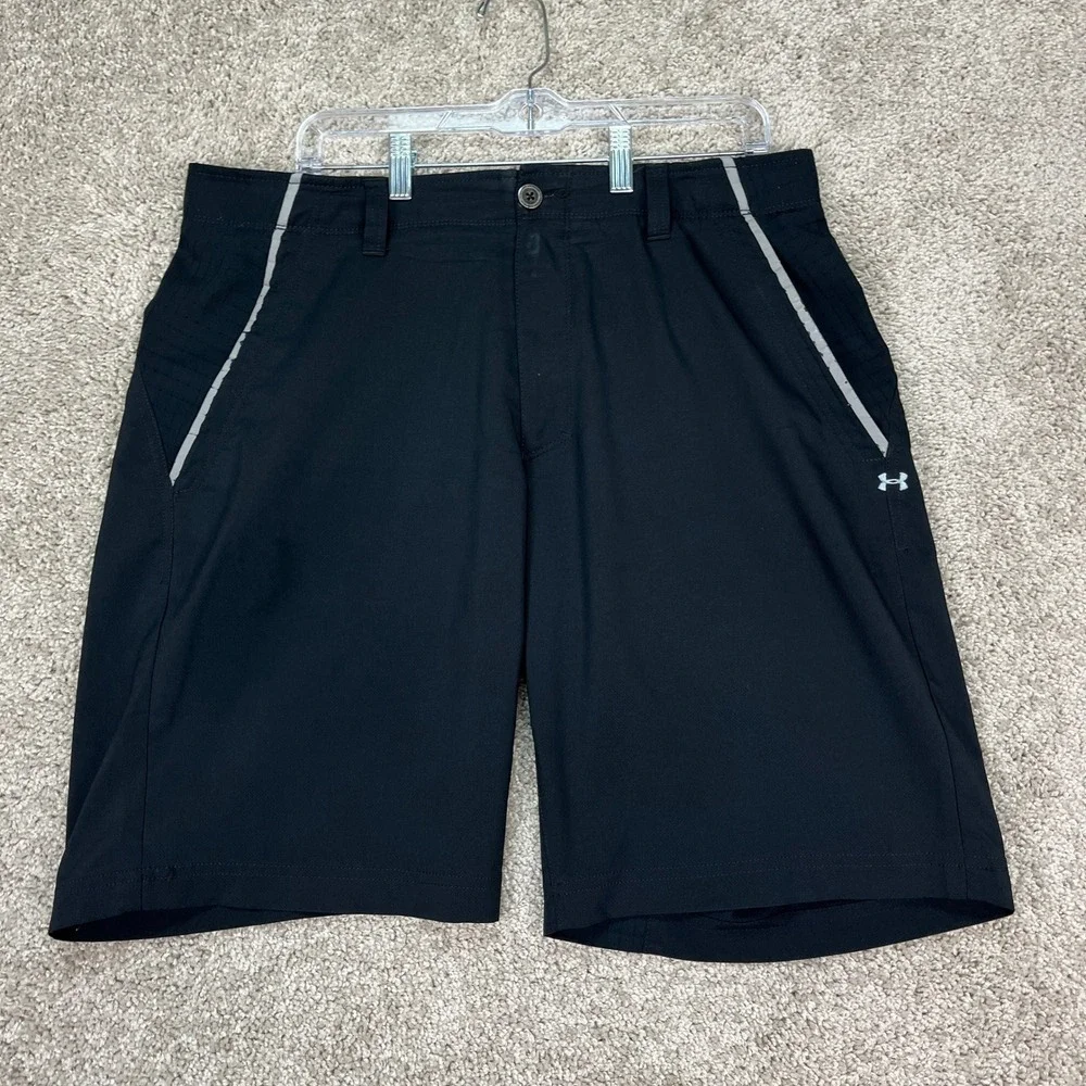 Under Armour Shorts Mens 36 Black Stretch Waistband‎ Reflective Vented Athletic